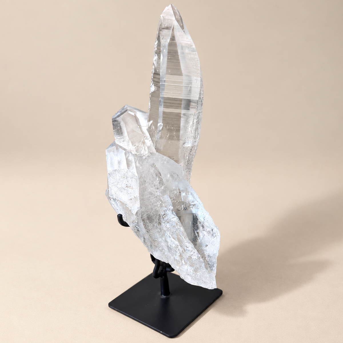 Lemurian Quartz Crystal Generator Cluster on Stand
