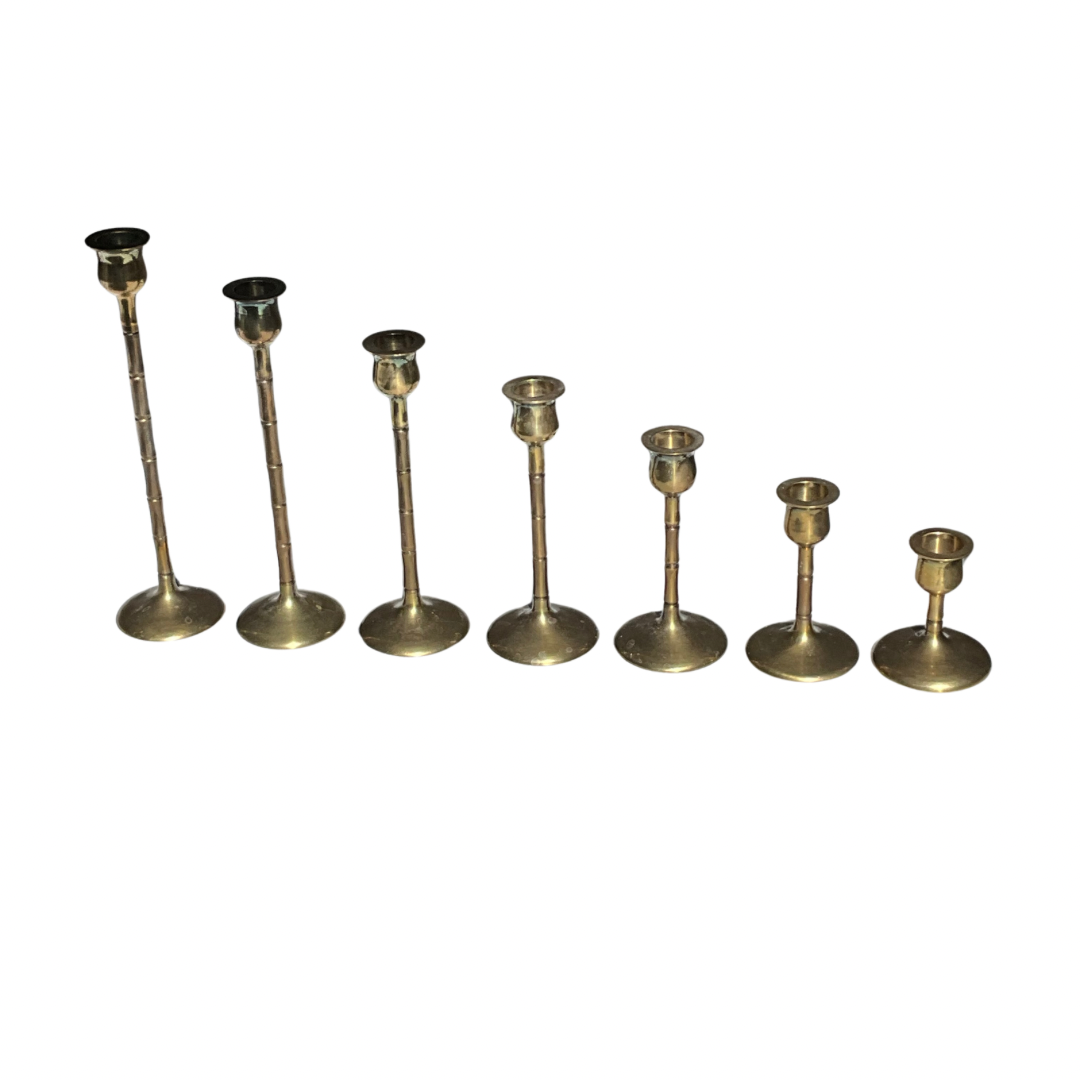 Set of 7 Brass Candle Sticks