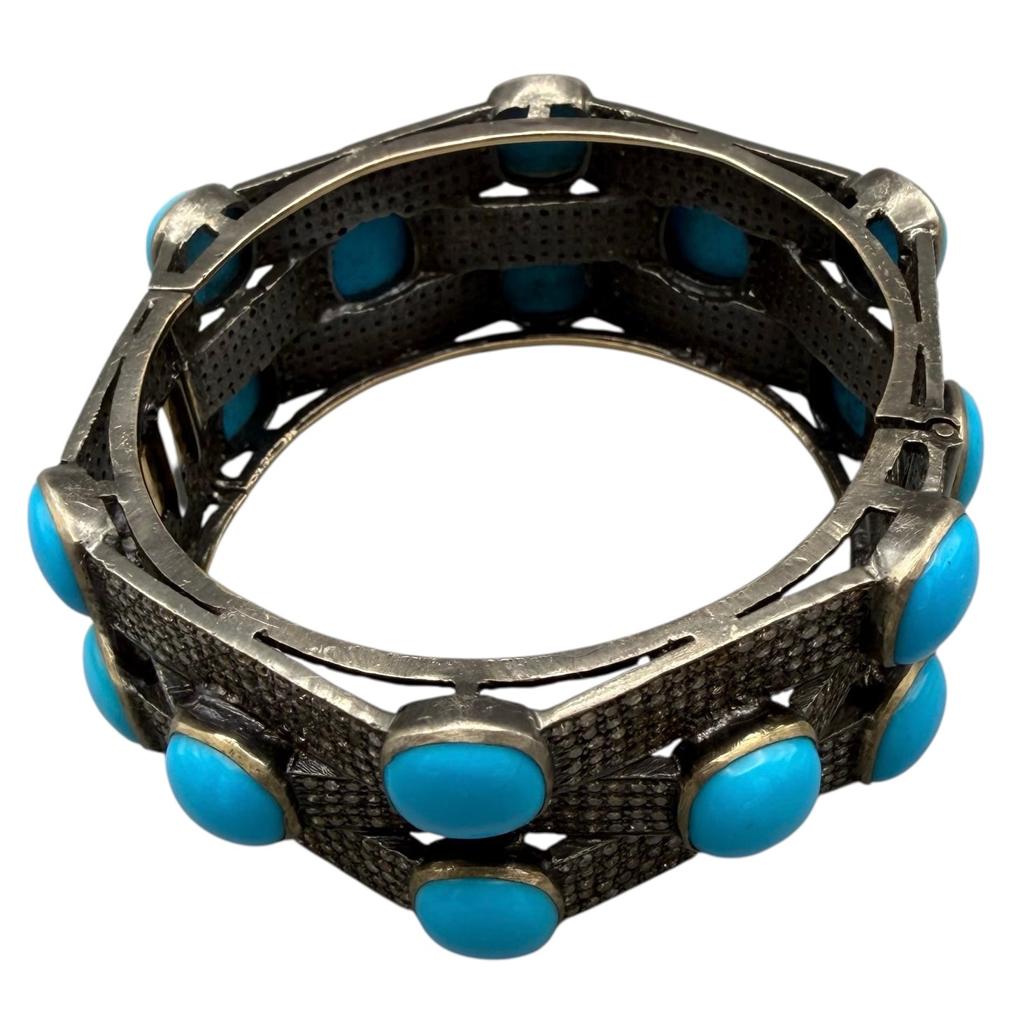 Triple Layer Bracelet with Diamonds & Turquoise