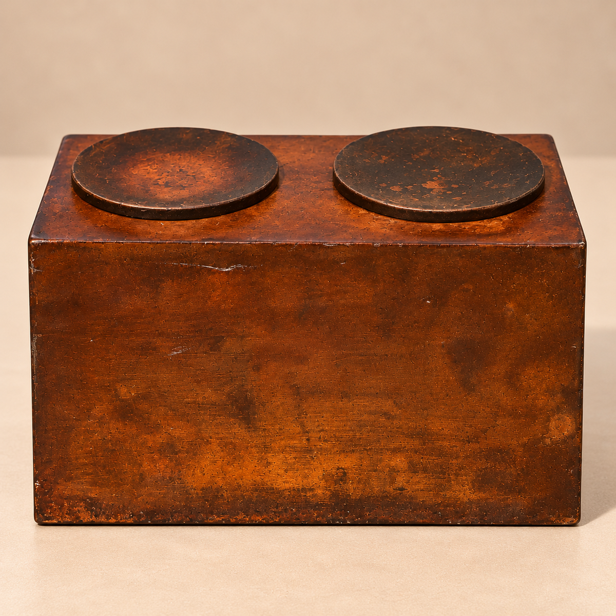 Iron Box Two Candle Holders Patinated