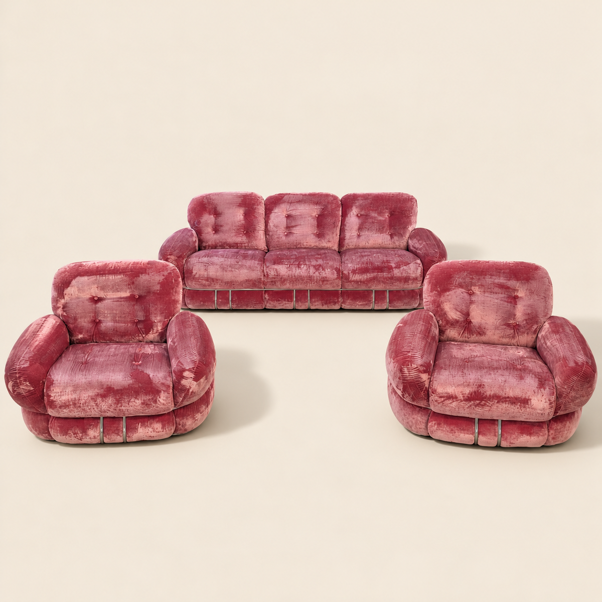 Mid century modern "OKAY" sofa set by Adriano Piazzesi, 1970's