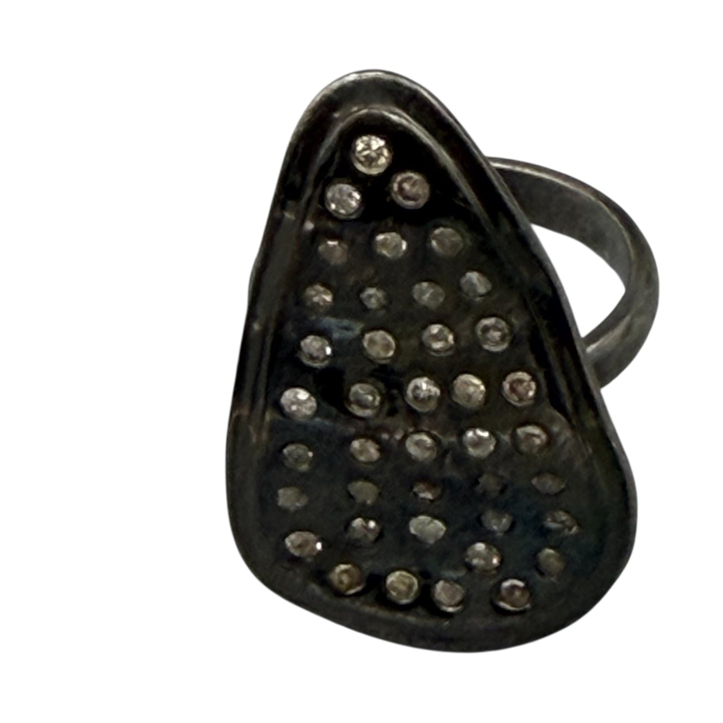 Abstract Sterling Silver & Diamonds Ring