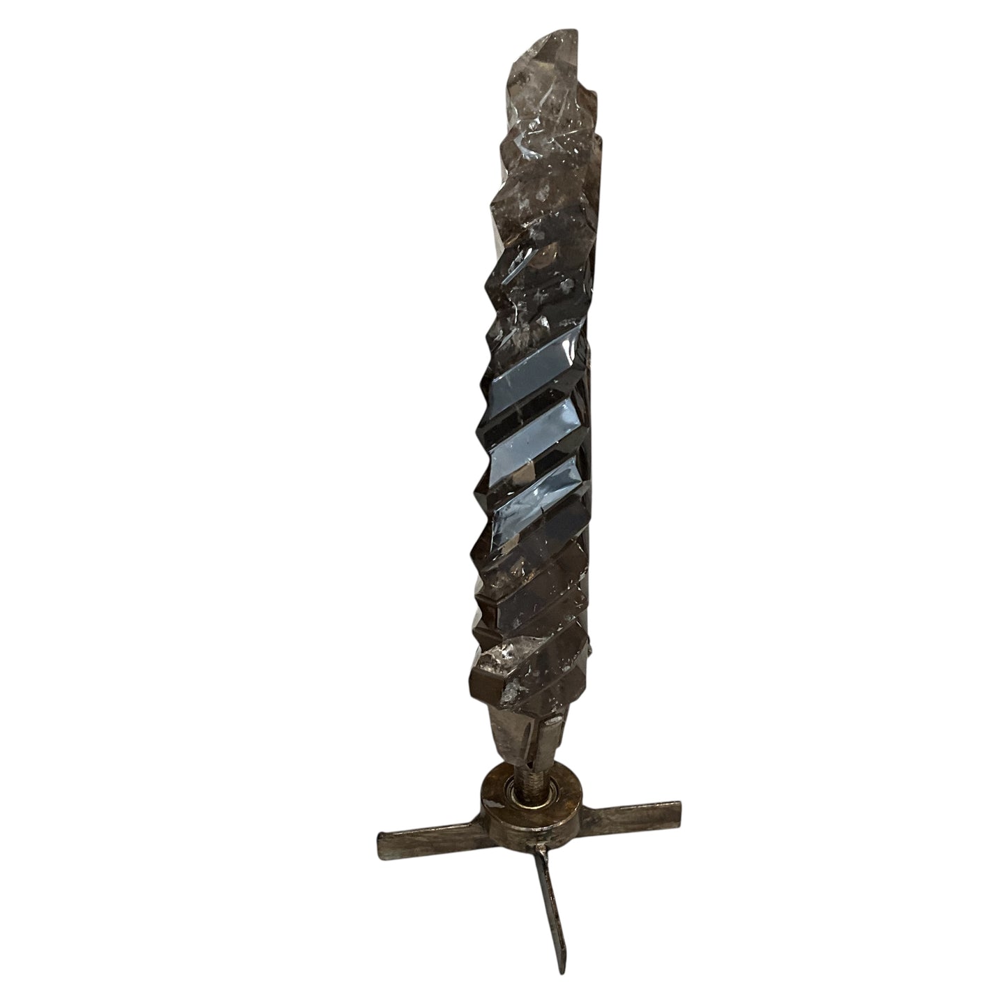 Large Smoky Quartz Pleated on Spinning Stand