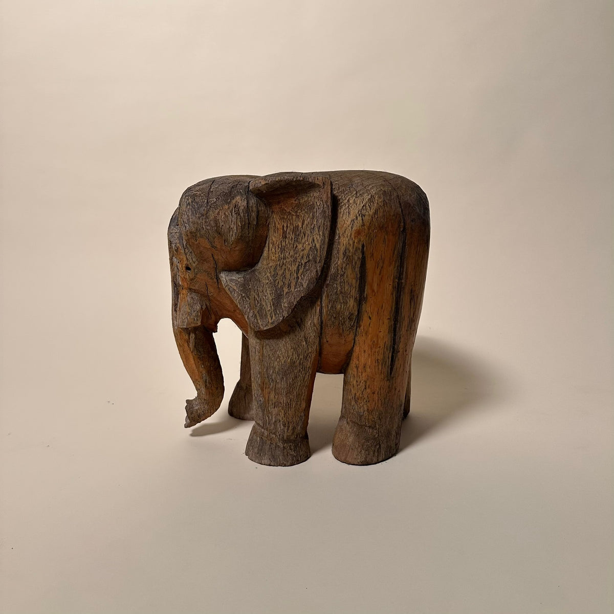 Vintage Carved Elephant Stool