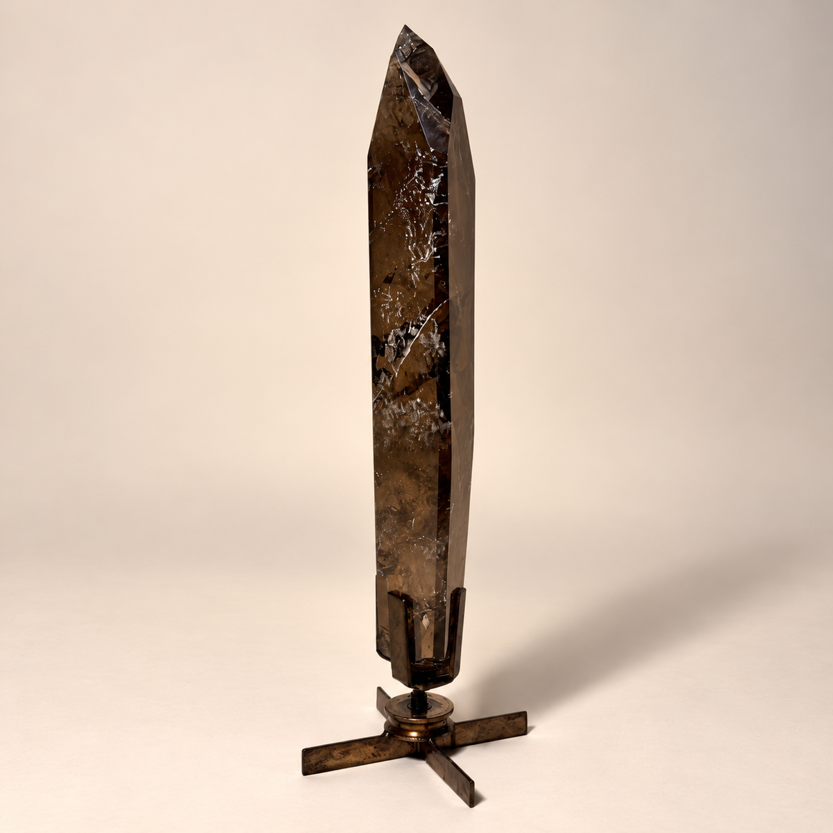 Smokey Quartz Crystal Generator On Rotating Base