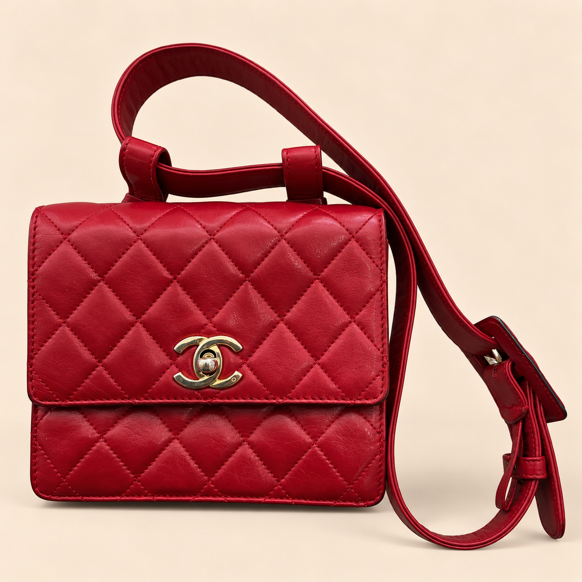 Chanel Vintage Red Leather Handbag