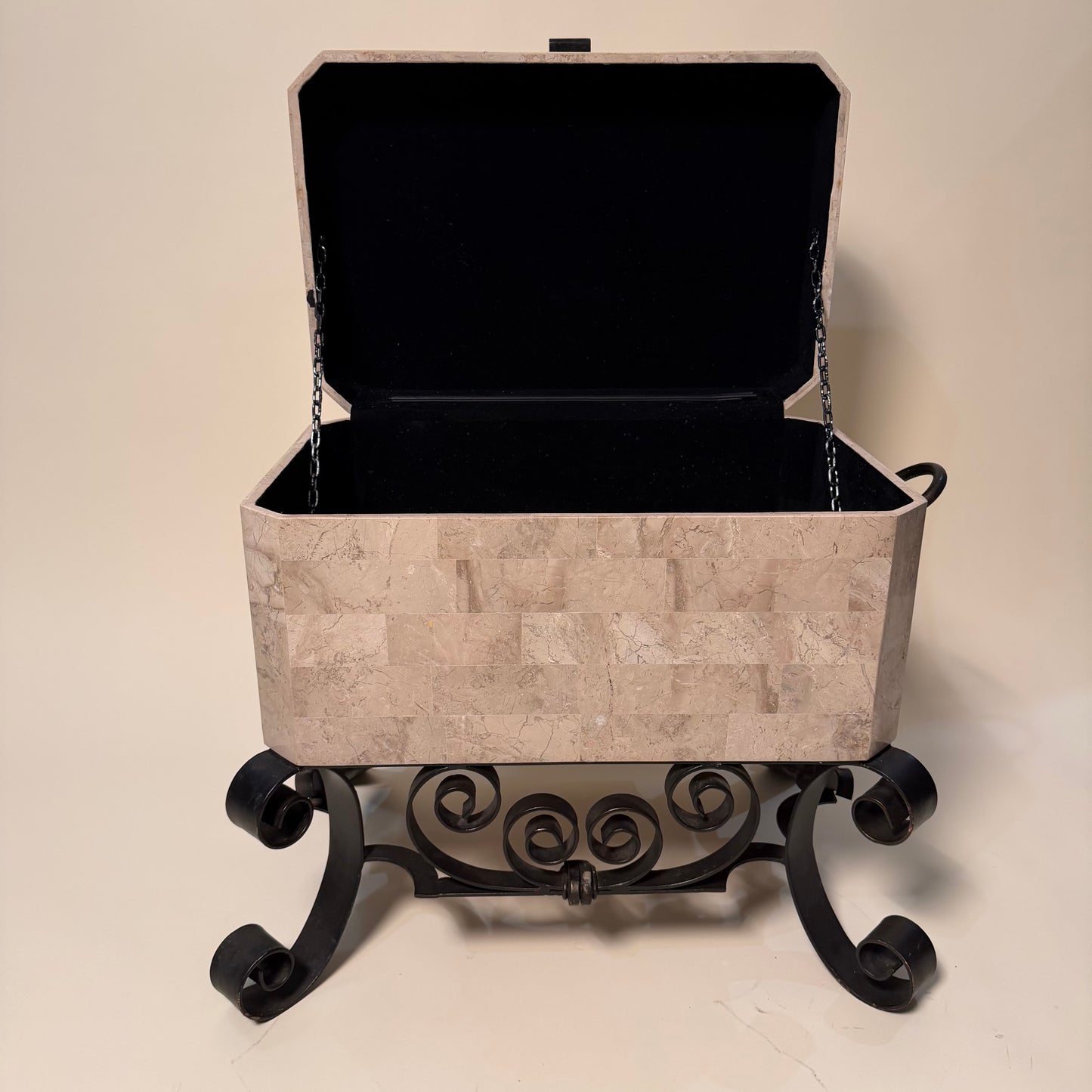 Maitland Smith Tessellated Stone Trunk Box on Stand