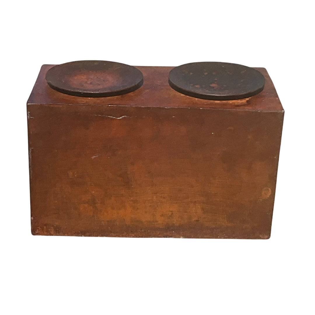 Iron Box Two Candle Holders Patinated