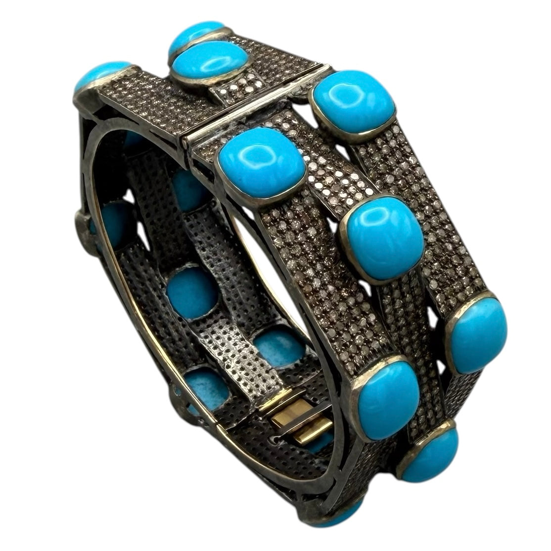 Triple Layer Bracelet with Diamonds & Turquoise