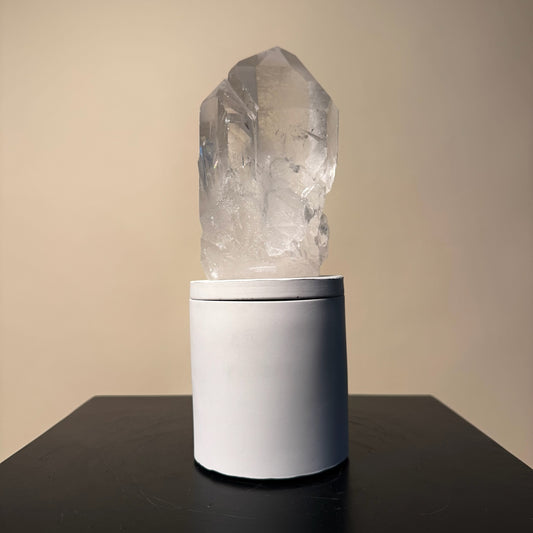Triple Generator Lumerian Quartz Crystal Lid Gardenia Candle