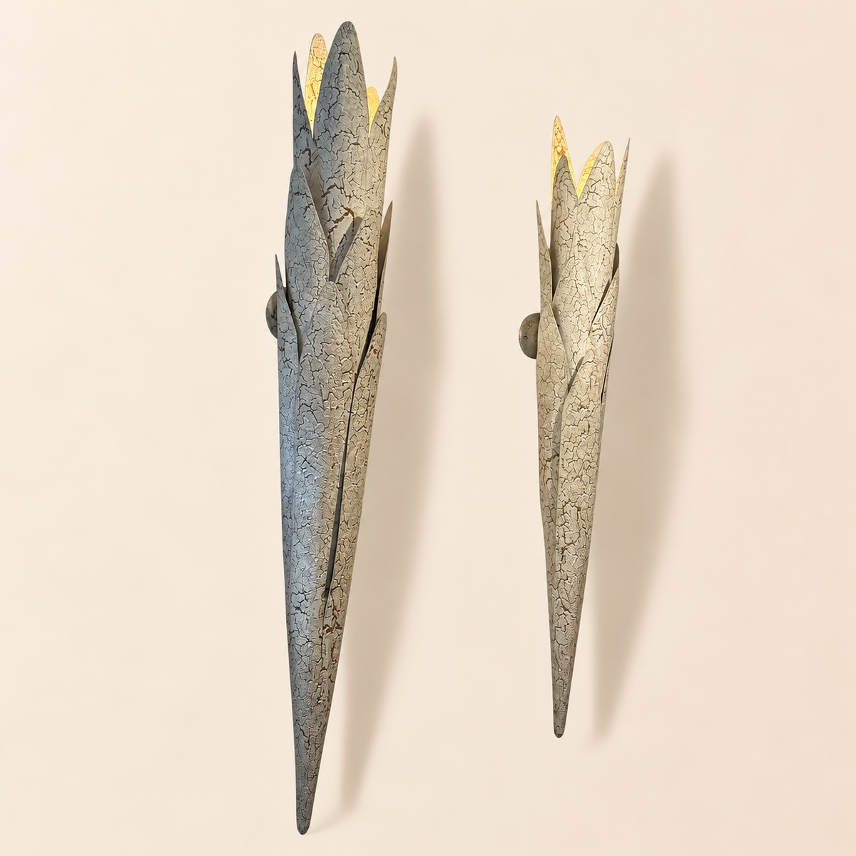 Pair of Custom Postmodern Textured Brutalist Sconces