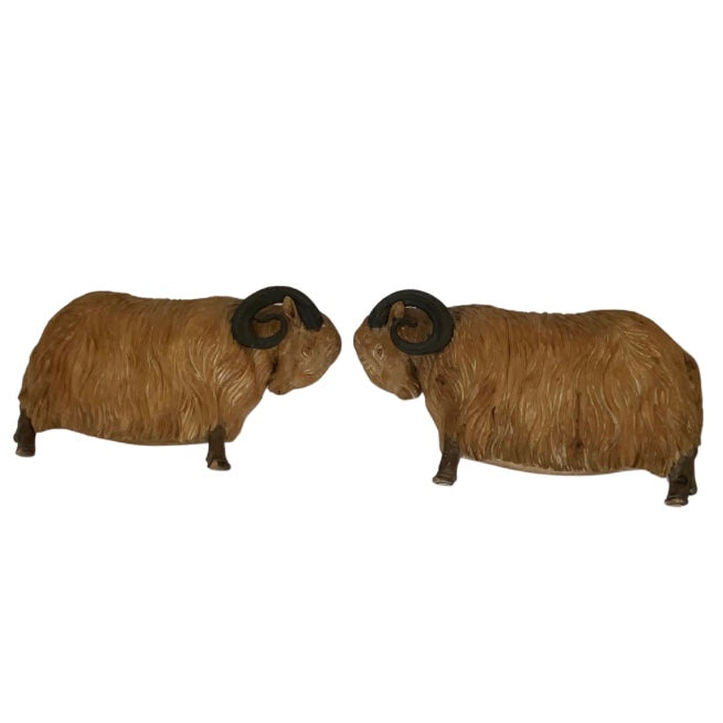 Pair of Vintage Wood Ram Wall Sculptures