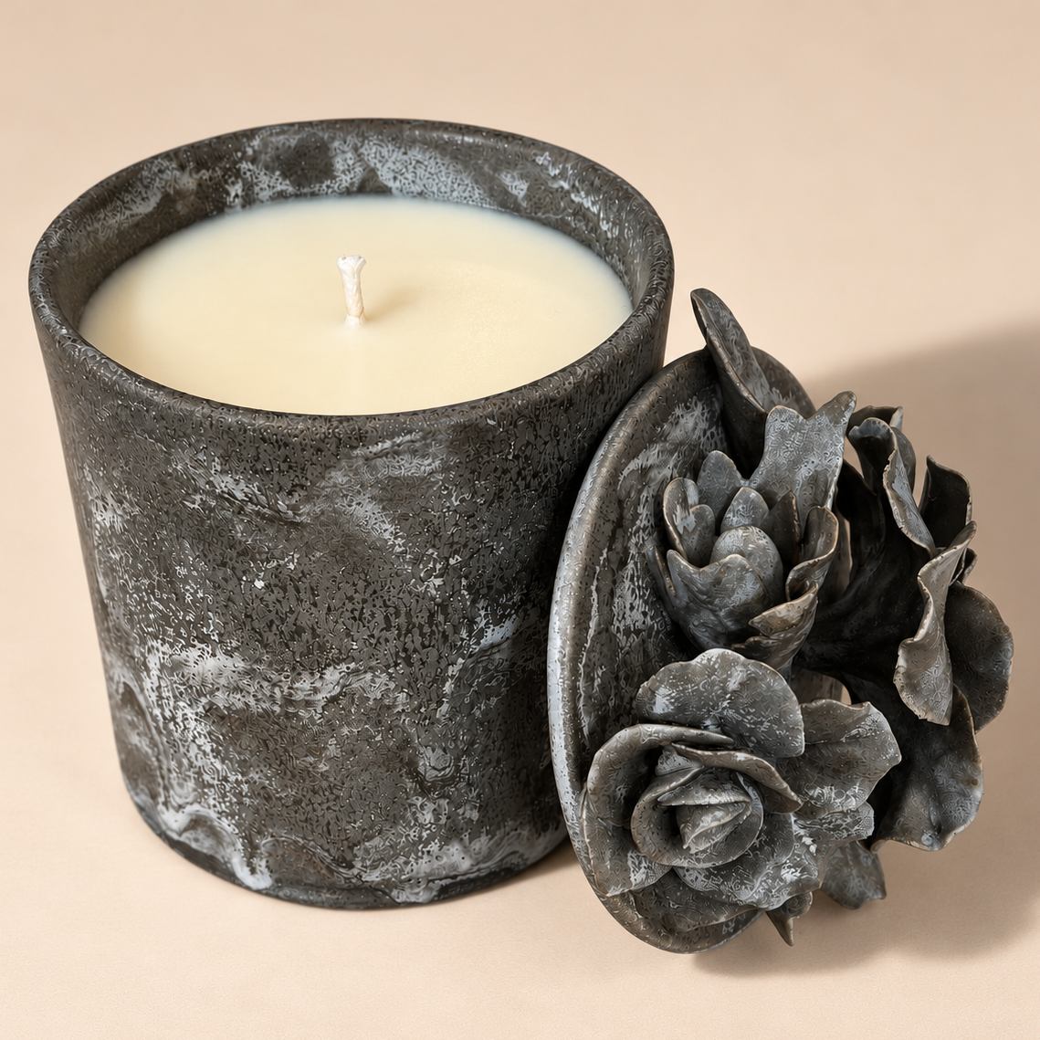 Hand-Crafted Triple Gardenia Flower Ceramic Gardenia Candle 24 oz