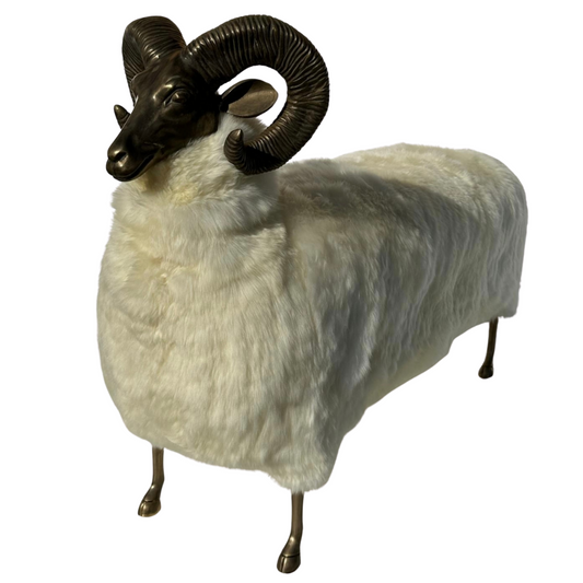 Brass / Fur Ram / Sheep Sculpture Bench