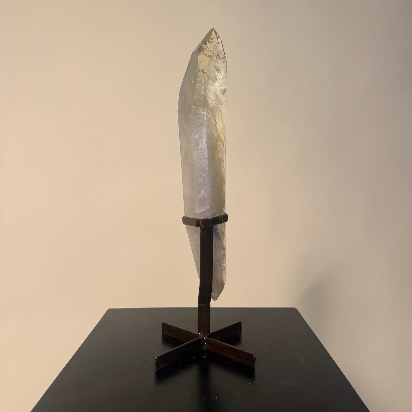 Natural Citrine Crystal Double Point on Custom Stand