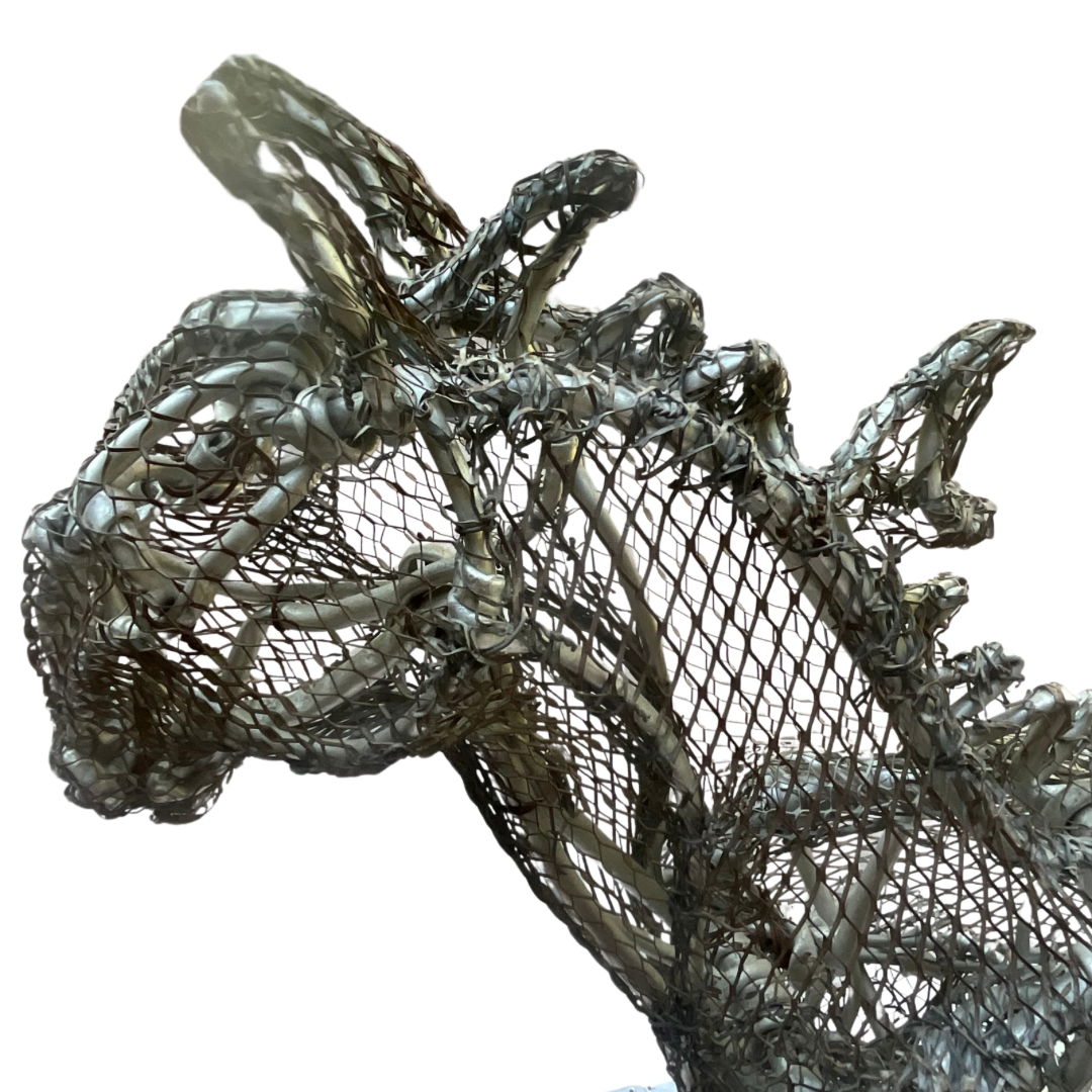 Brutalist Horse Sculpture Aluminum Wire