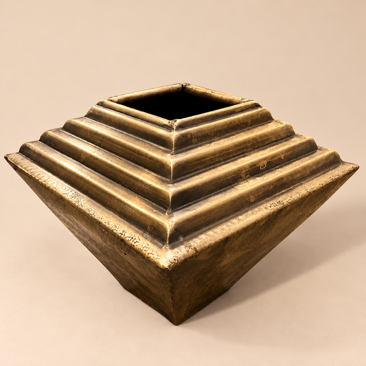 Step Pyramid Vintage Dry Vase or Planter