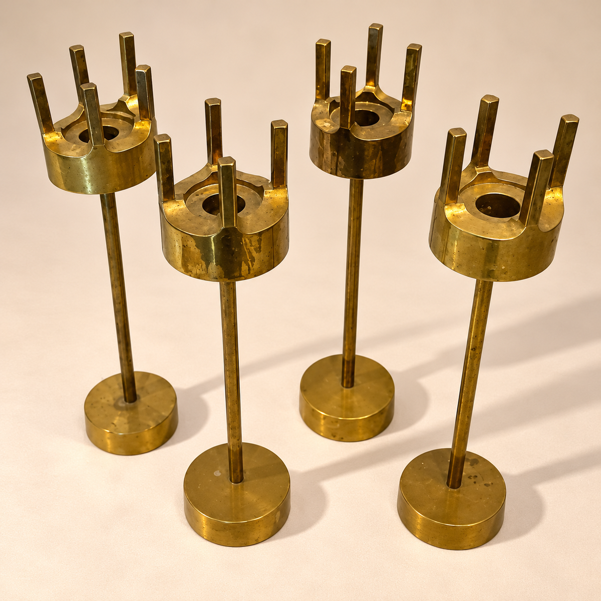 Set of 4 Brass Candle Holders
