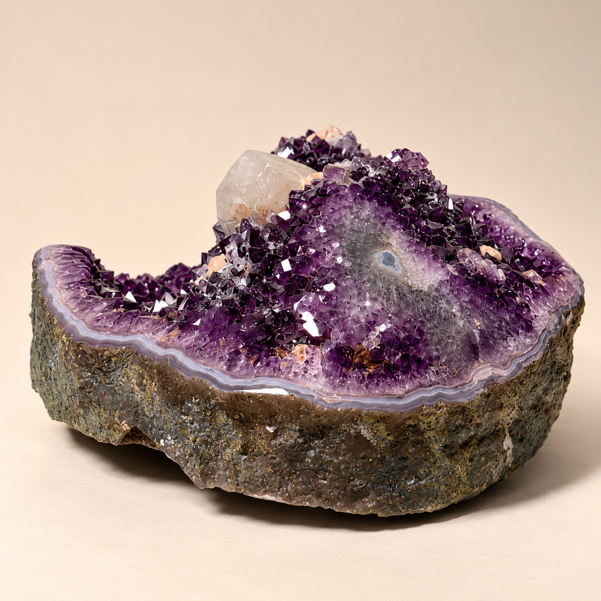 Amethyst with Calcite & Quartz Abstract Crystal Cluster