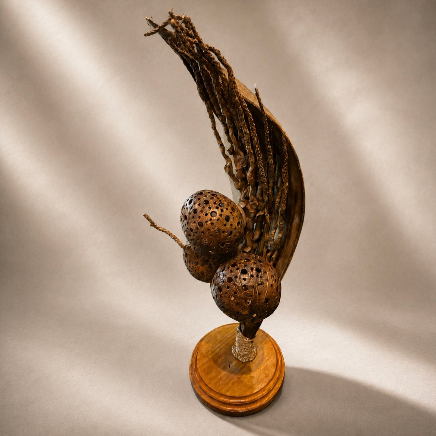 Vintage Tropical Wood Hand-Crafted Table Lamp