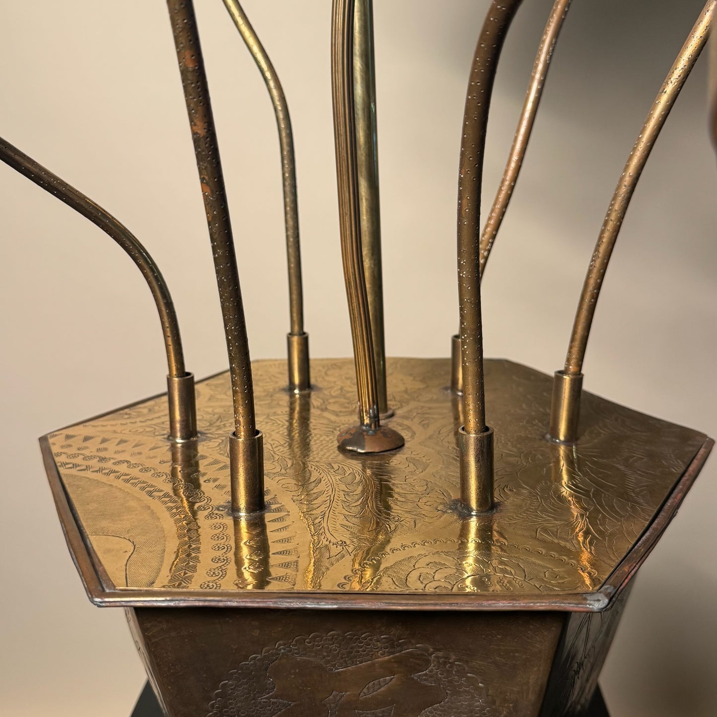 Feldman Brass Lotus Flower Pot Lamp