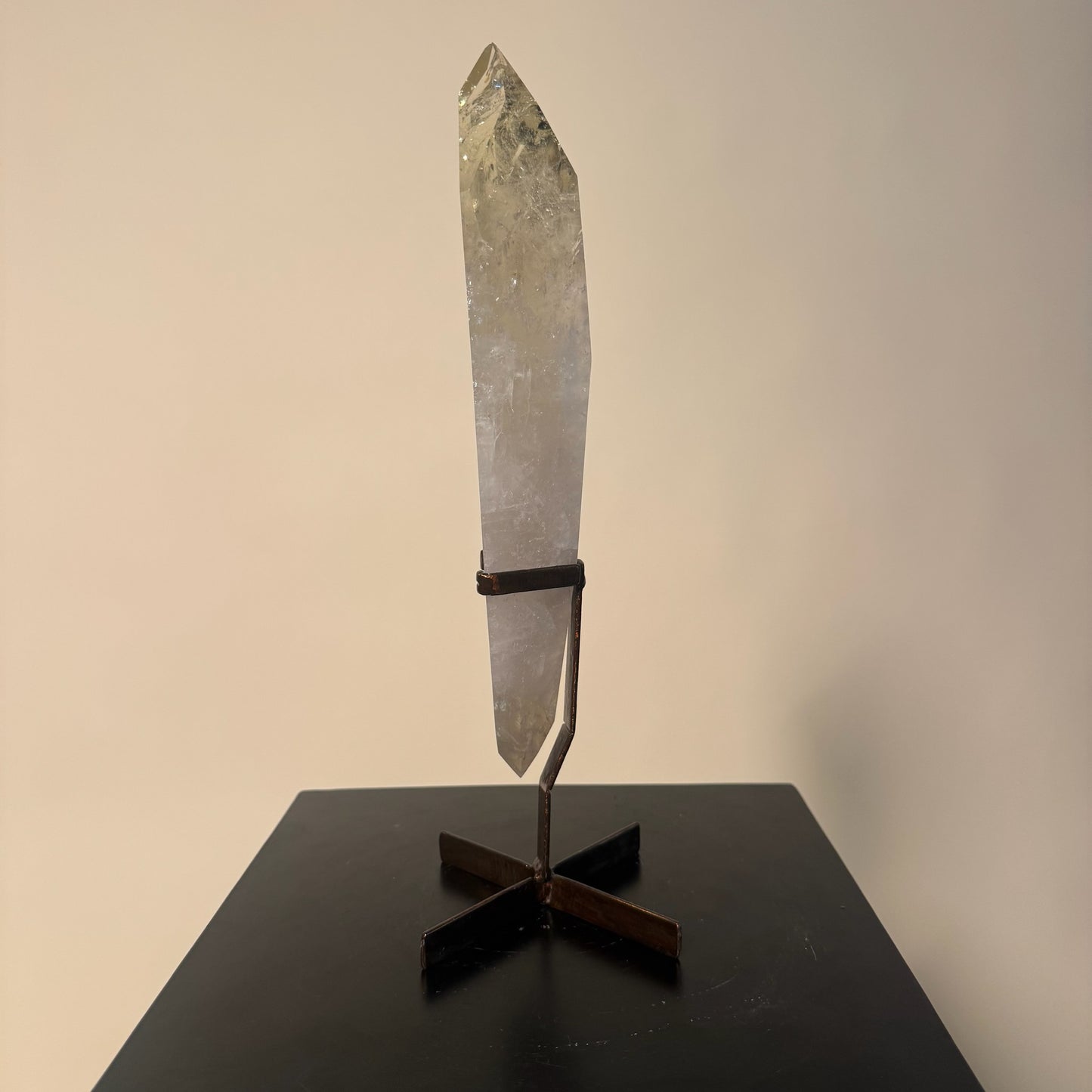 Natural Citrine Crystal Double Point on Custom Stand