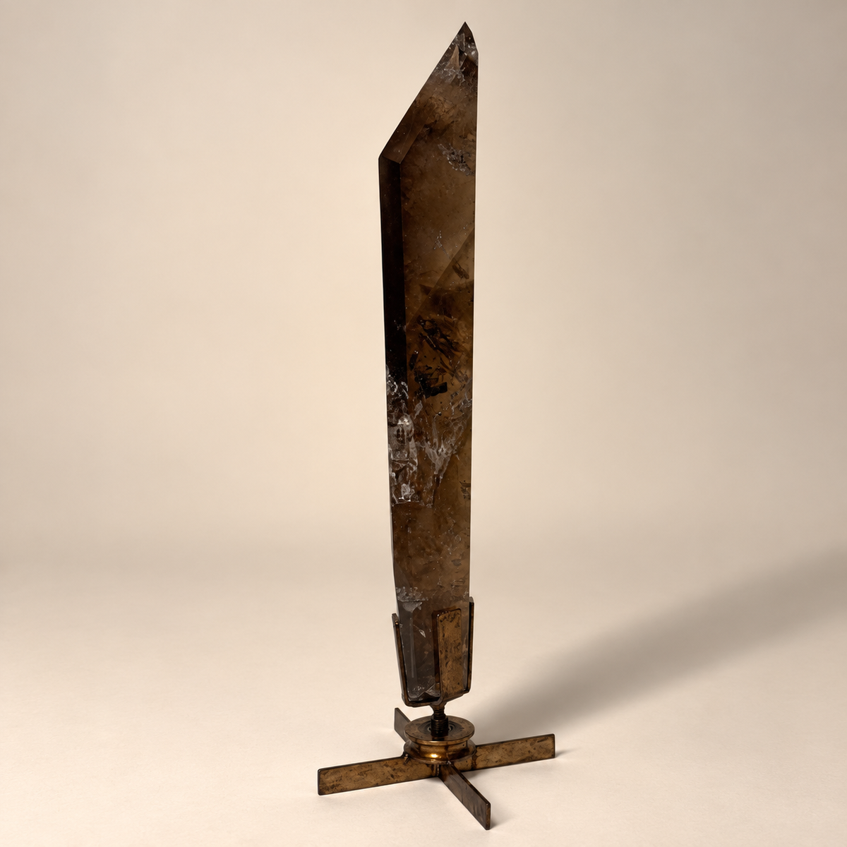 Smokey Quartz Crystal Generator On Rotating Base