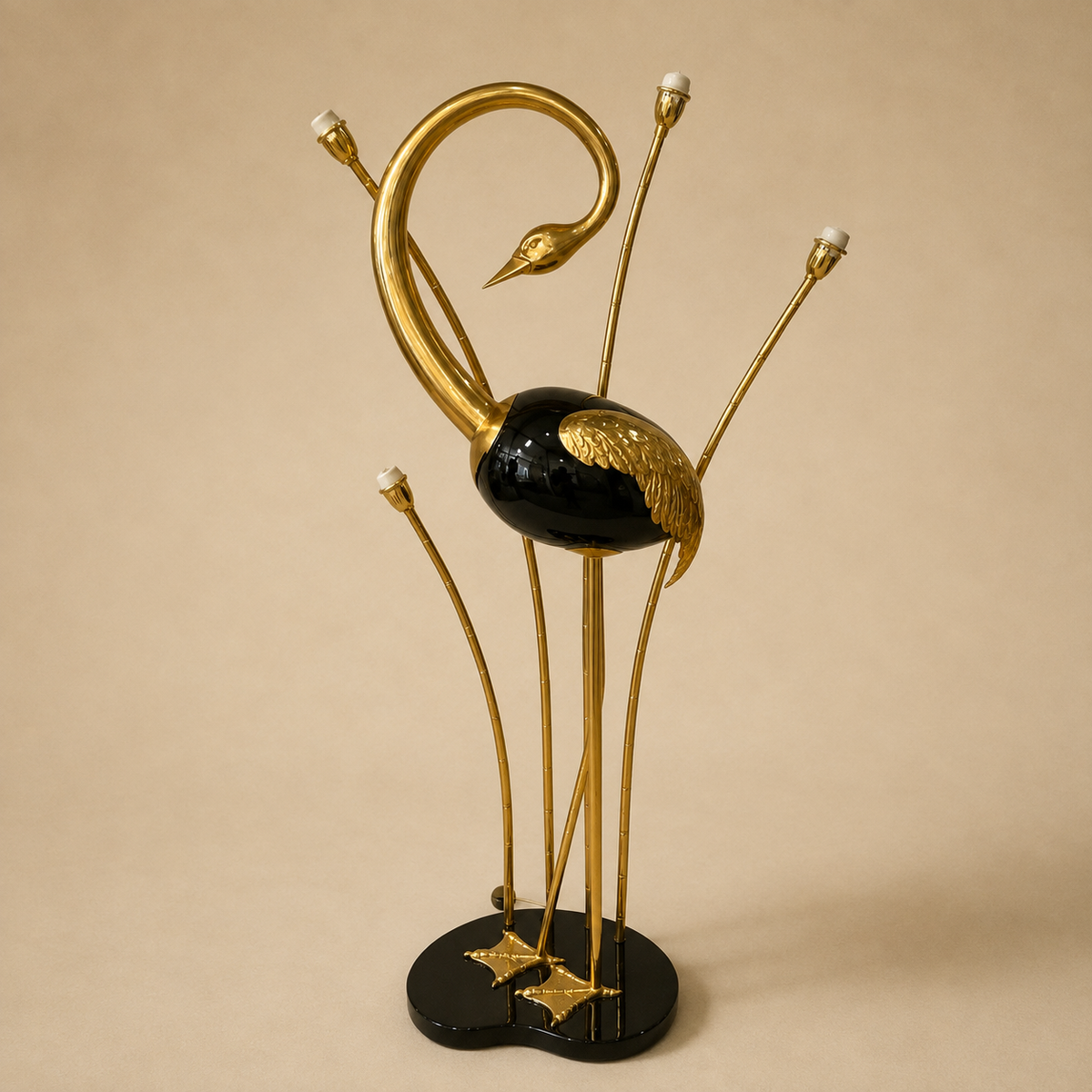 Antonio Pavia Brass Flamingo Floor Lamp
