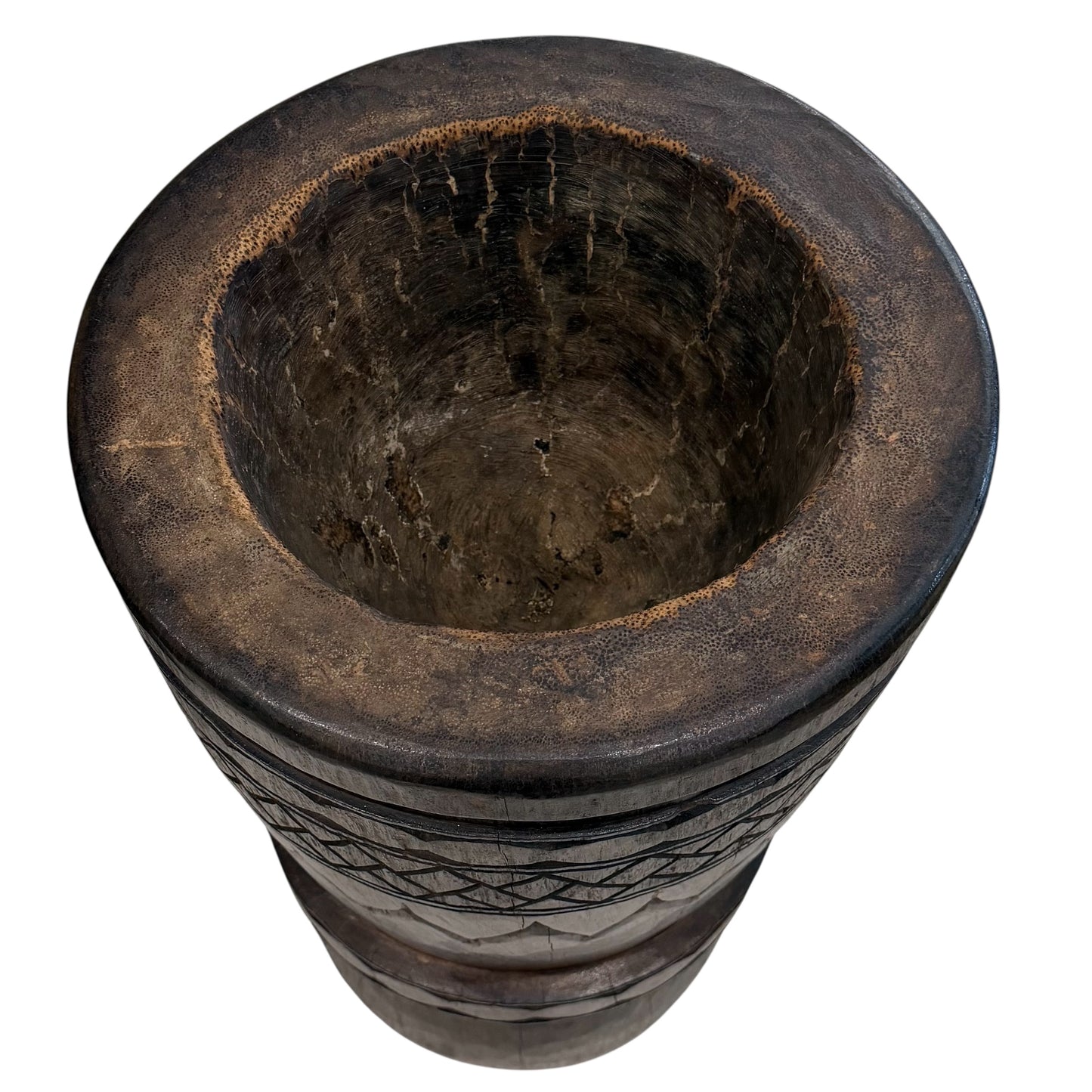 Pair of Solid Palmwood Asymmetrical Vintage Planters