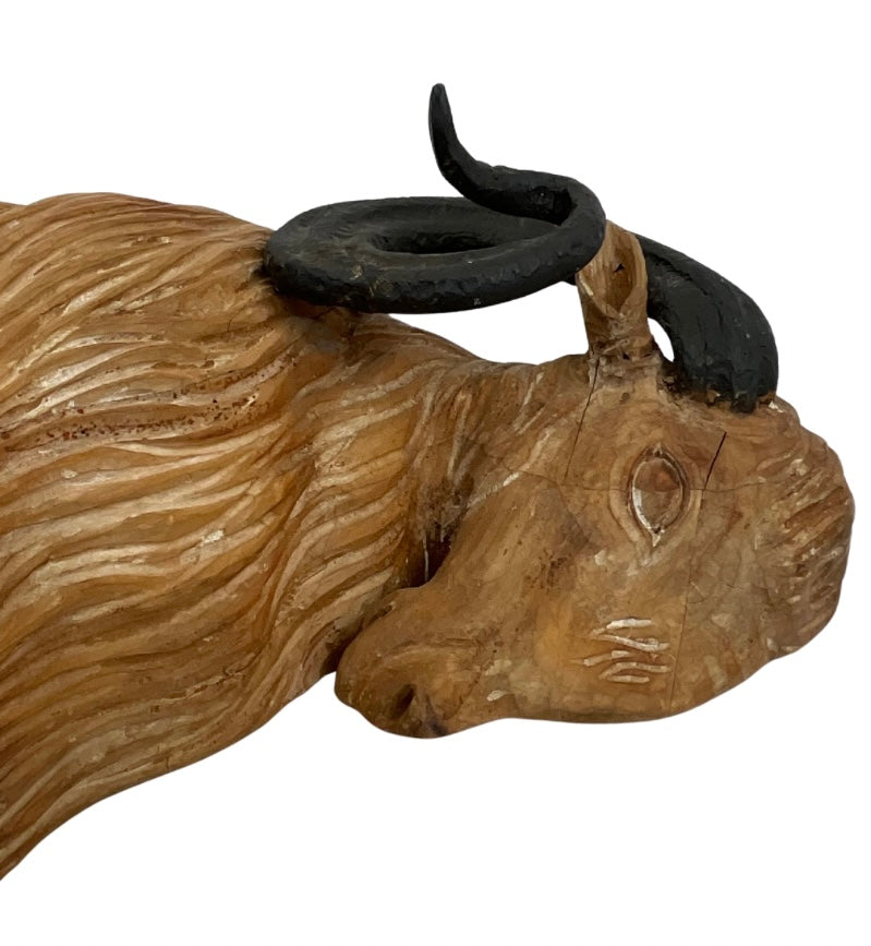 Pair of Vintage Wood Ram Wall Sculptures