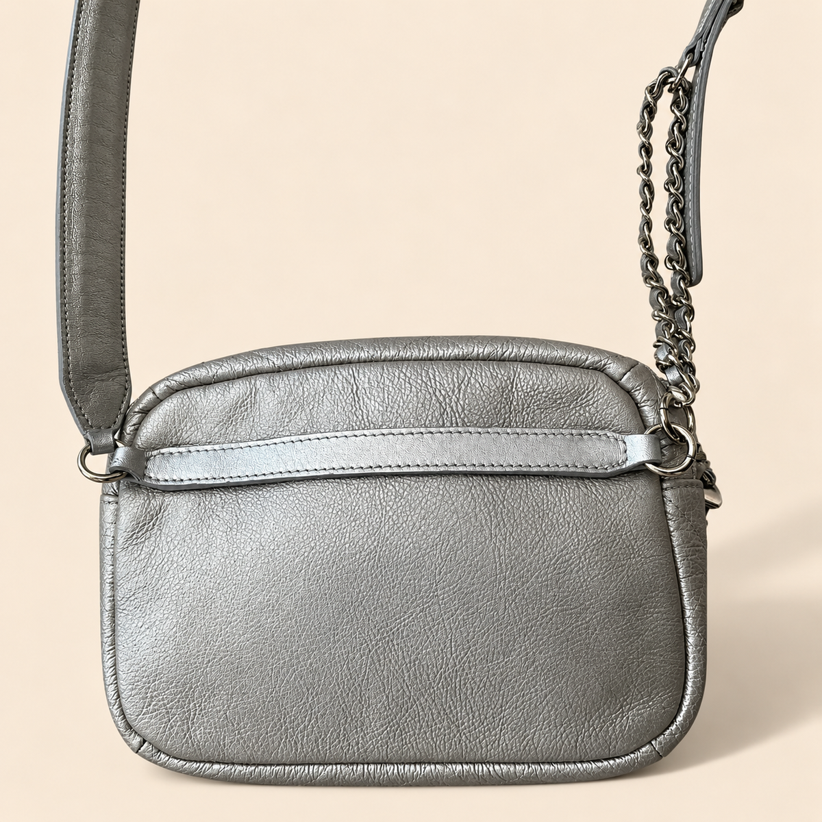 Chanel Silver Leather Quilted Waist Bag