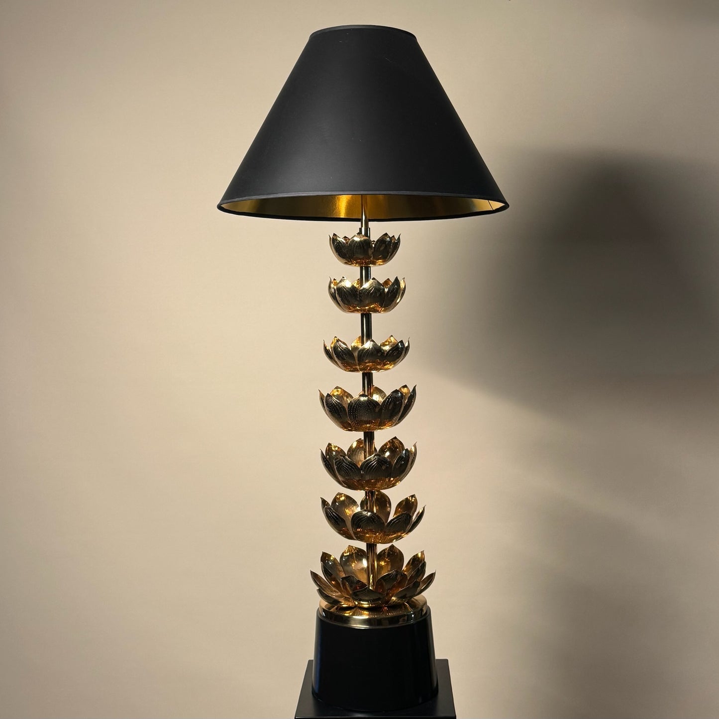 Feldman Brass Lotus Lamp on Black Base