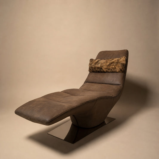 Brown Leather & Chrome Lounge Chair