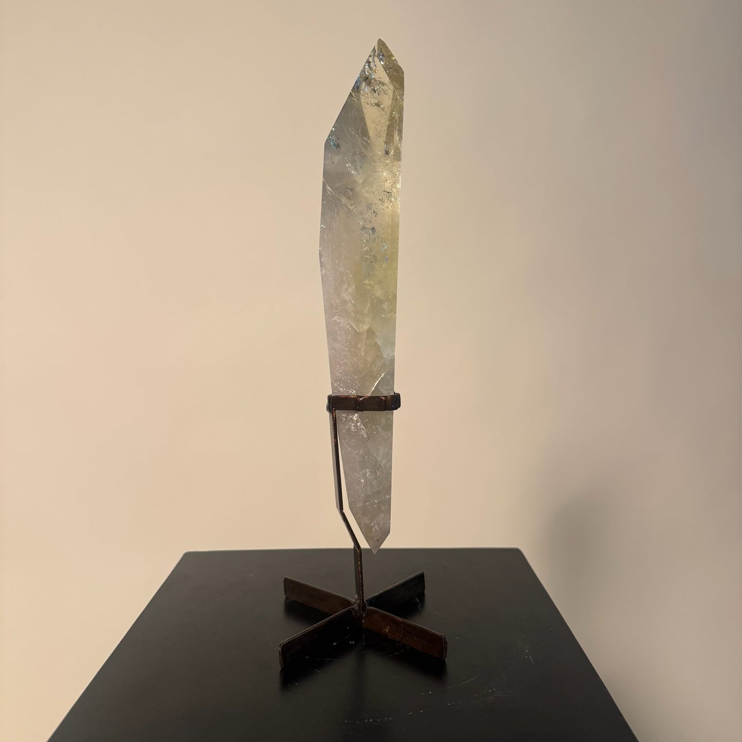 Natural Citrine Crystal Double Point on Custom Stand