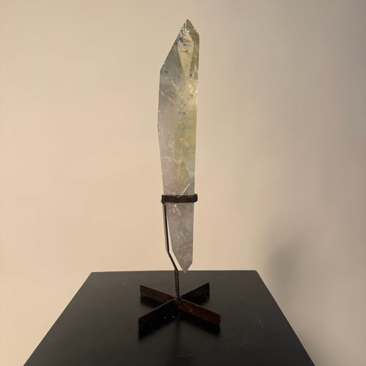 Natural Citrine Crystal Double Point on Custom Stand