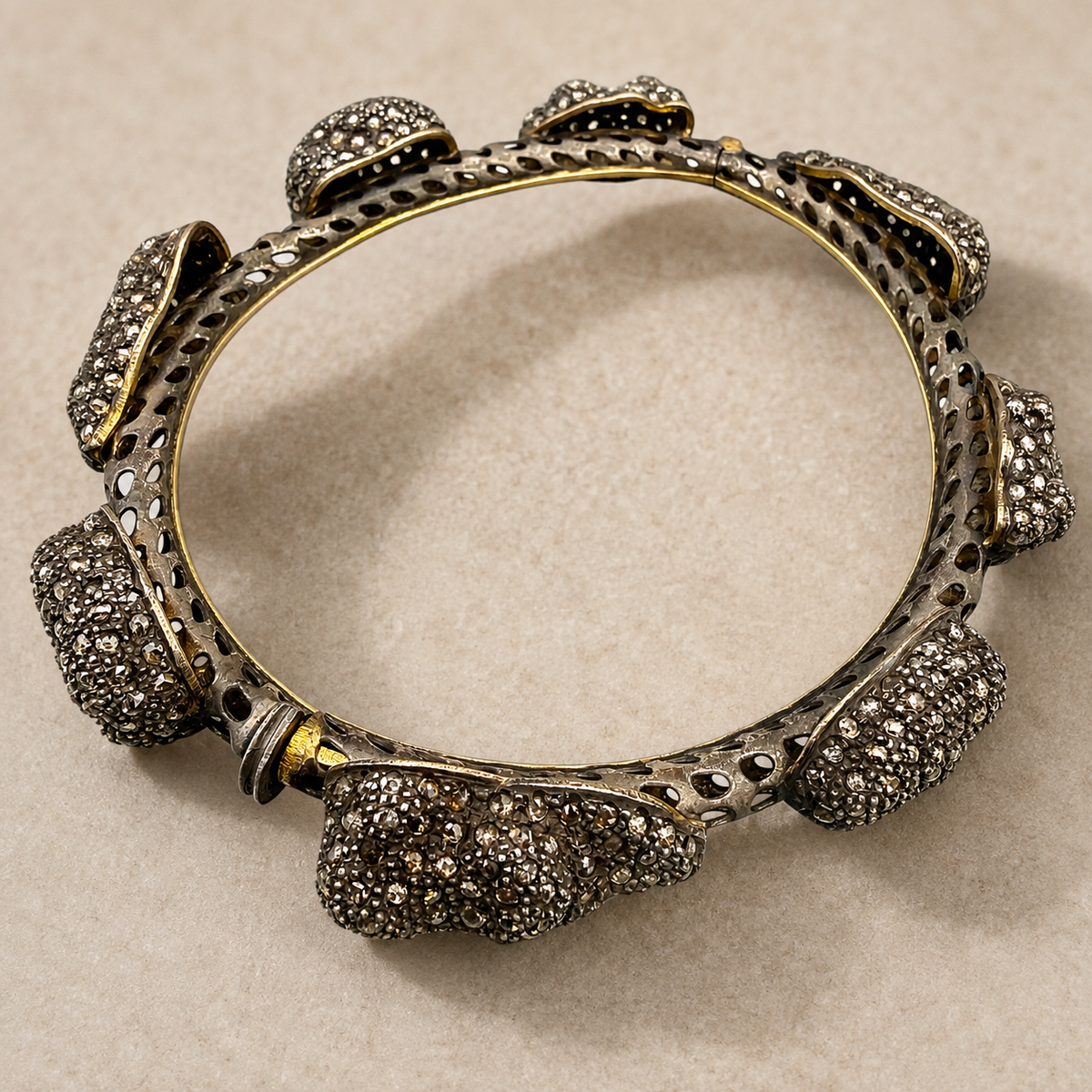 Bangle Bracelet with Multiple Diamond Clusters
