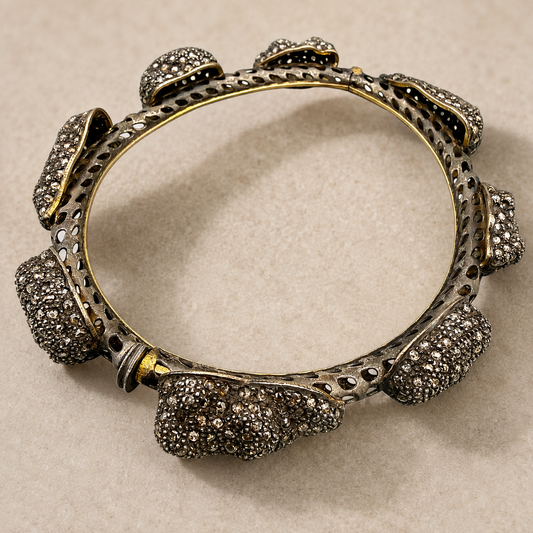 Bangle Bracelet with Multiple Diamond Clusters