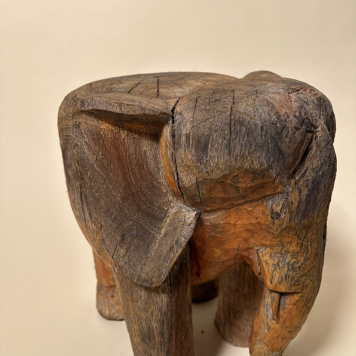 Vintage Carved Elephant Stool