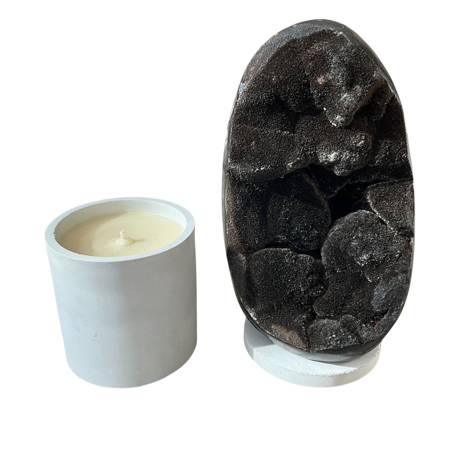 Septarian Dragon Egg Crystal Lid Gardenia Candle