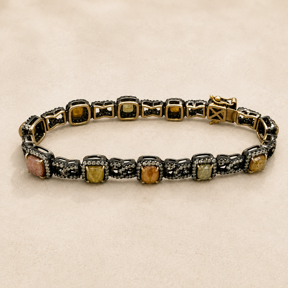 Multi-Colored 11 Inverted Diamond Bracelet
