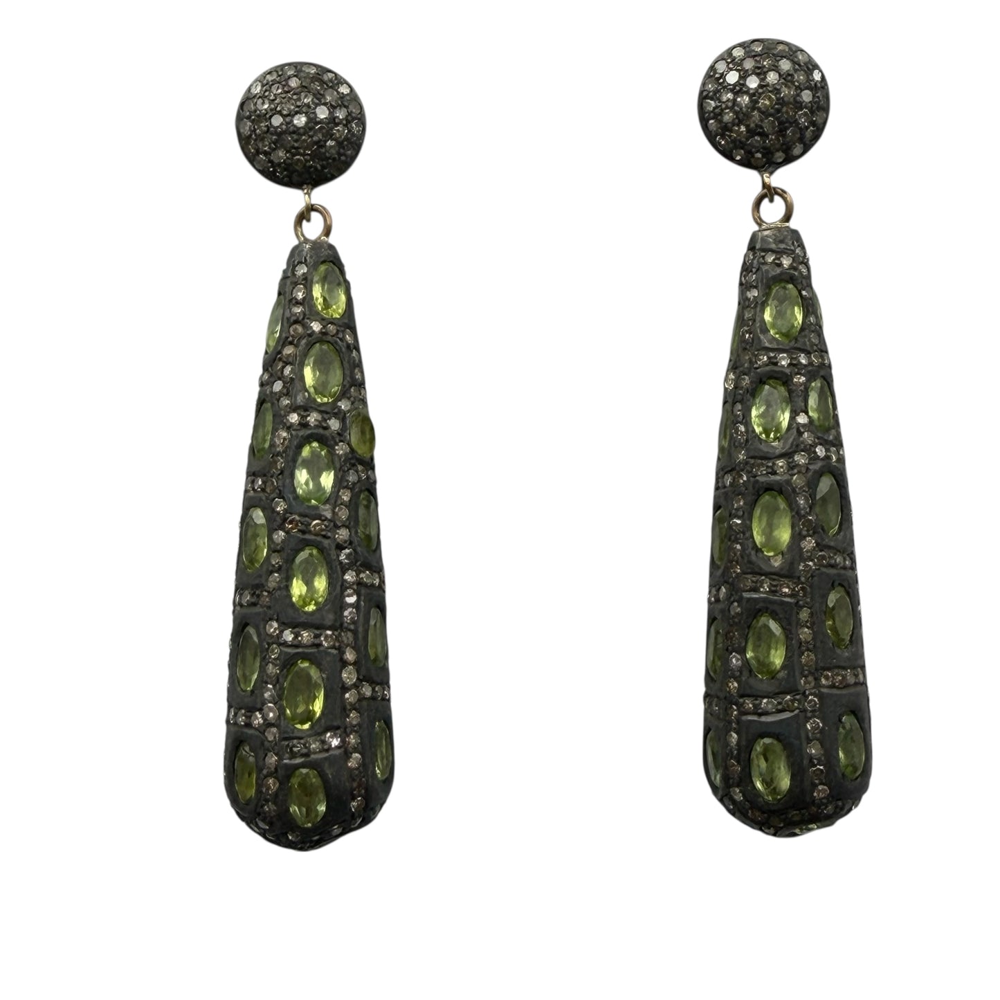Peridot & Diamonds Conical Shaped Earrings