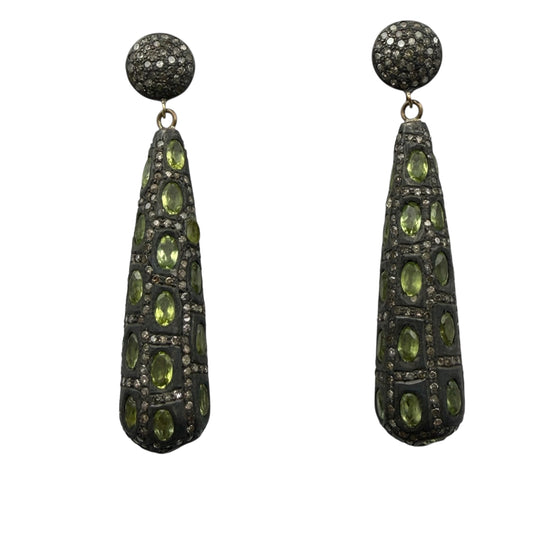Peridot & Diamonds Conical Shaped Earrings