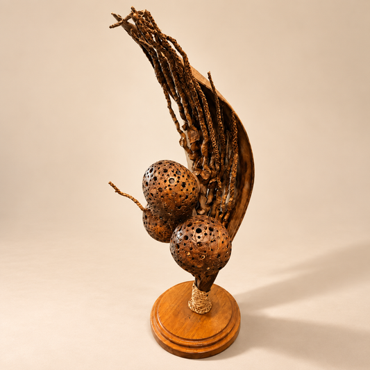 Vintage Tropical Wood Hand-Crafted Table Lamp