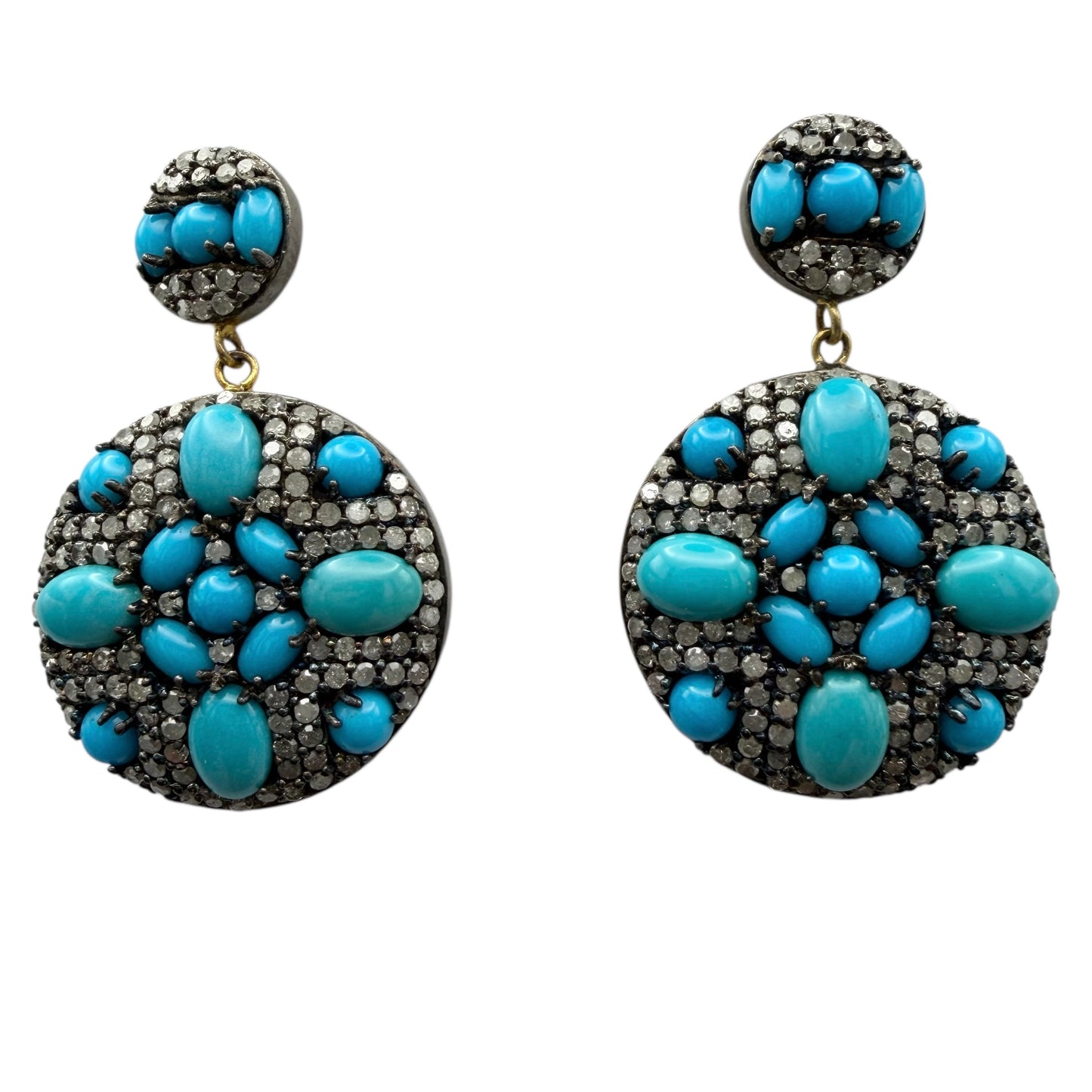 Multiple Turquoise & Diamond 2 Part Earrings