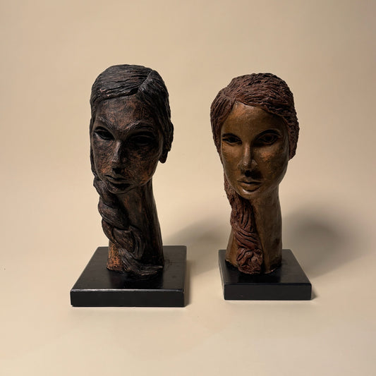 1960s Artisanal Ceramic Pair of Heads