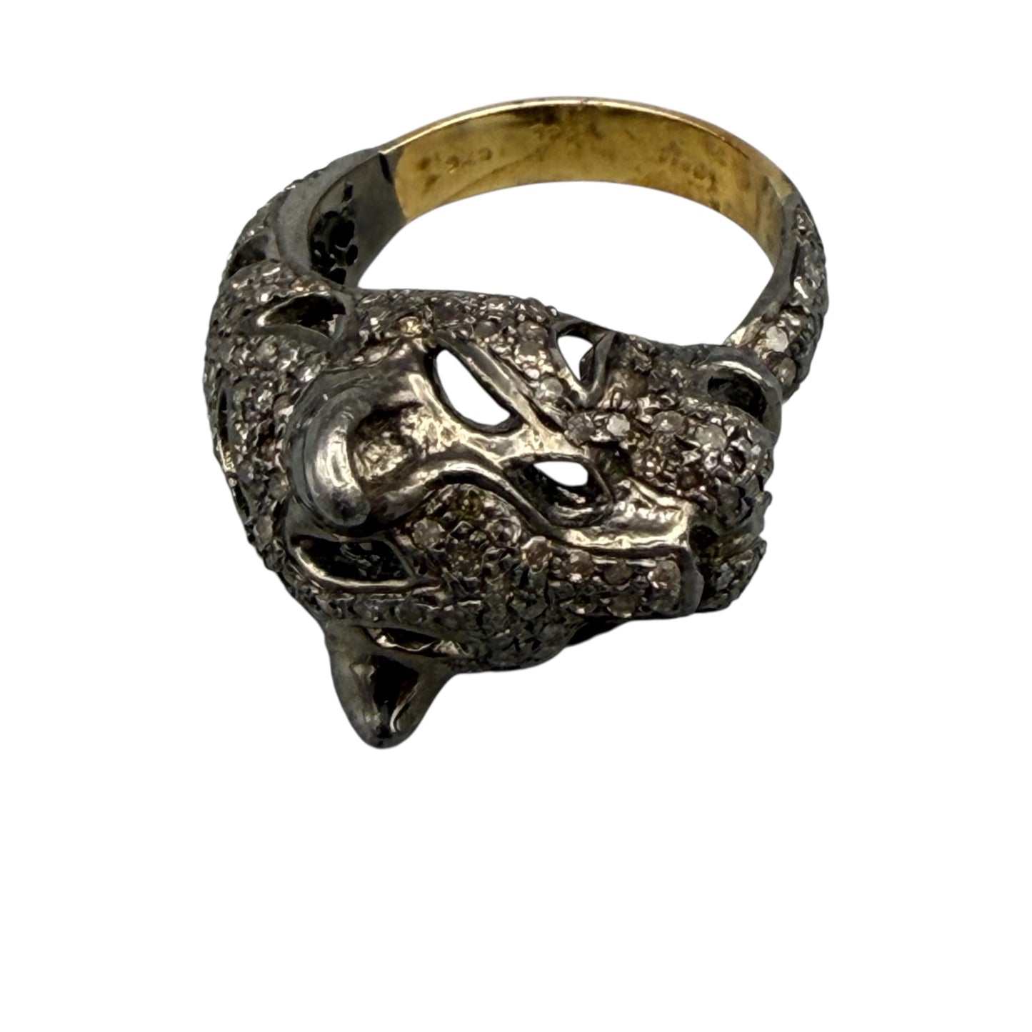 Panther Motif Ring with Diamonds