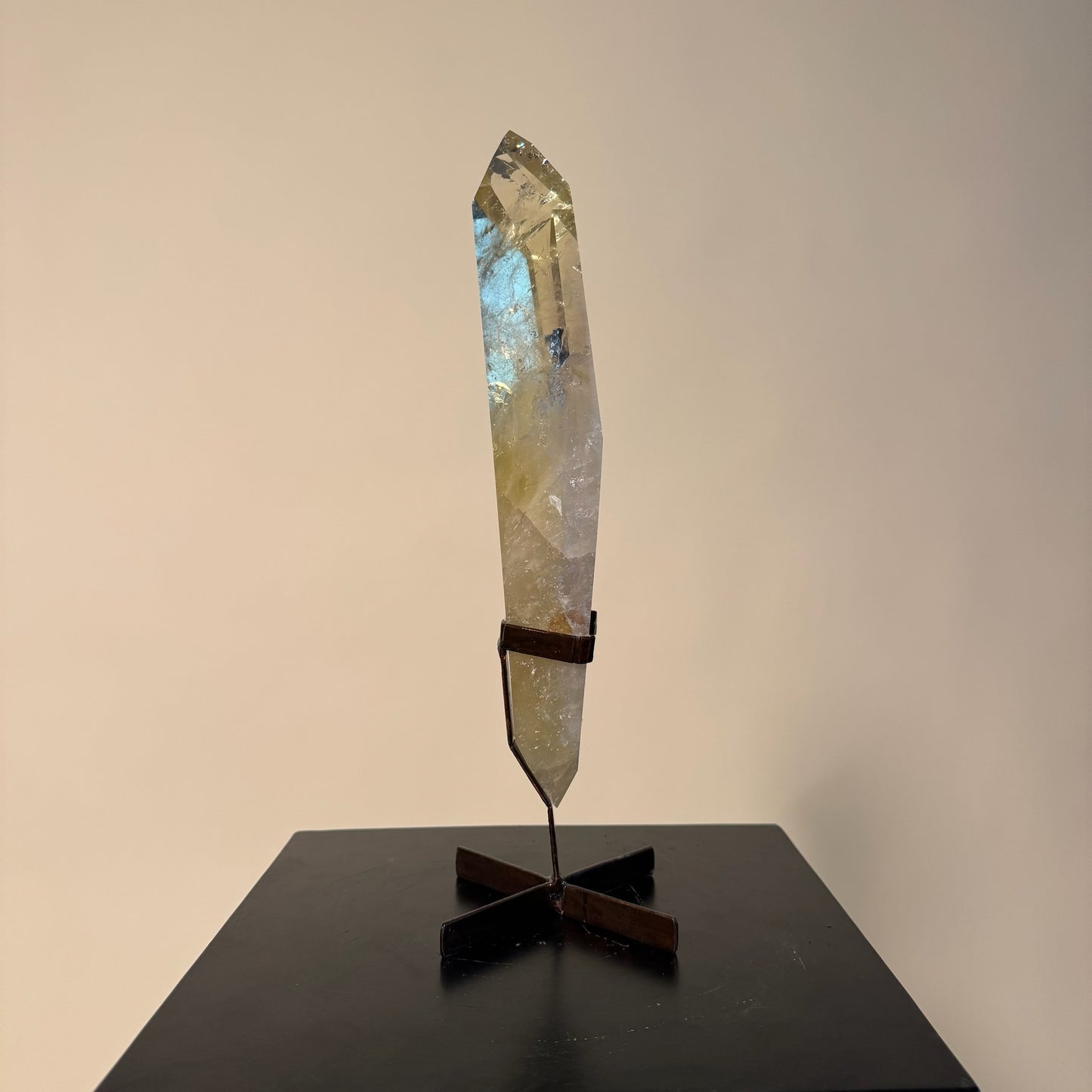 Large Citrine Crystal Point on Metal Stand