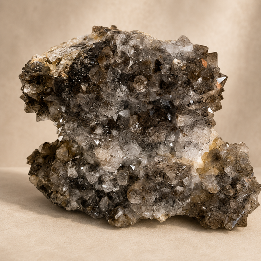 Abstract Quartz Crystal with Dark Manganese Free-Standing Cluster