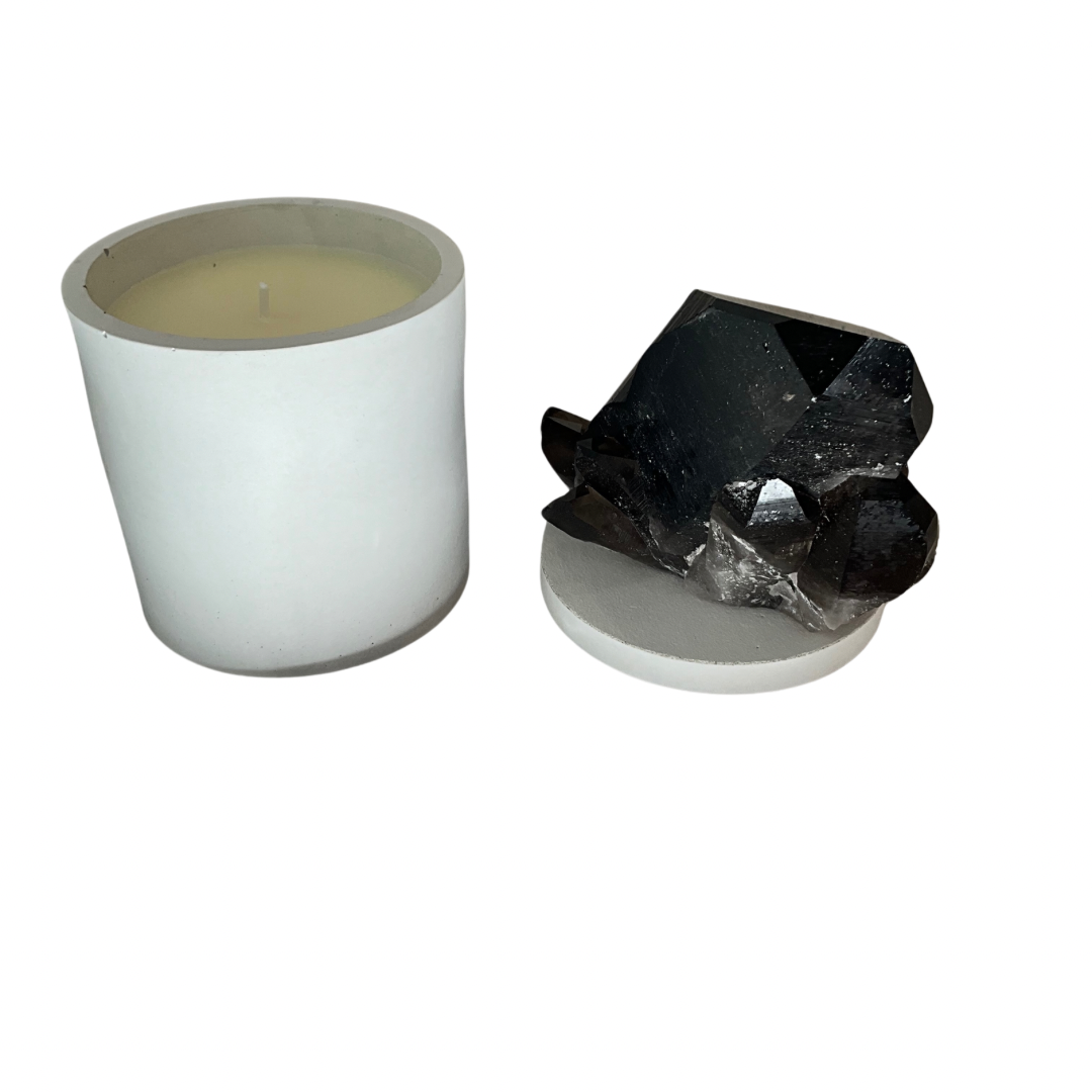 Smoky Quartz Crystal Gardenia Lid Candle