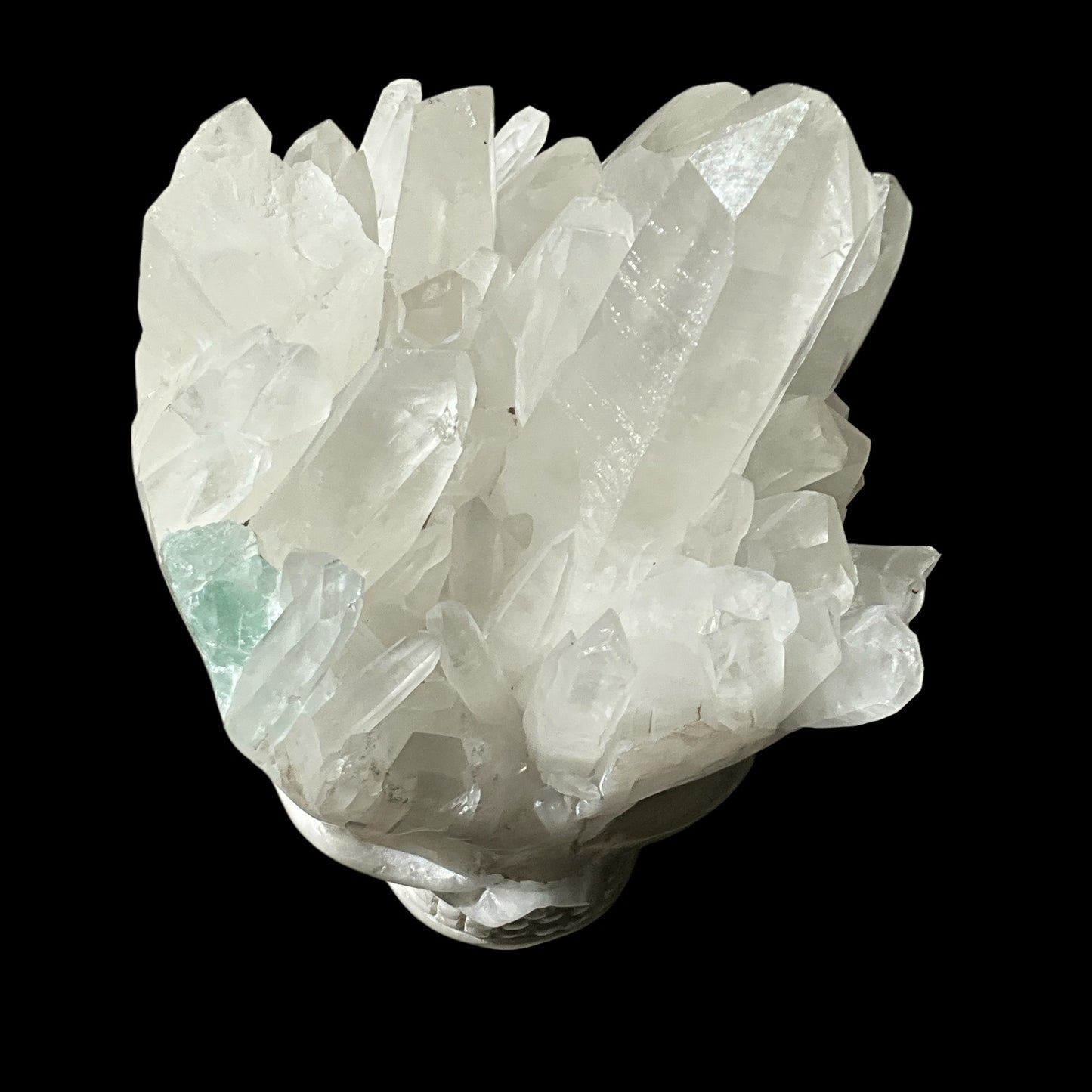 Quartz Crystal Carved Skull with Aqua Inclusion